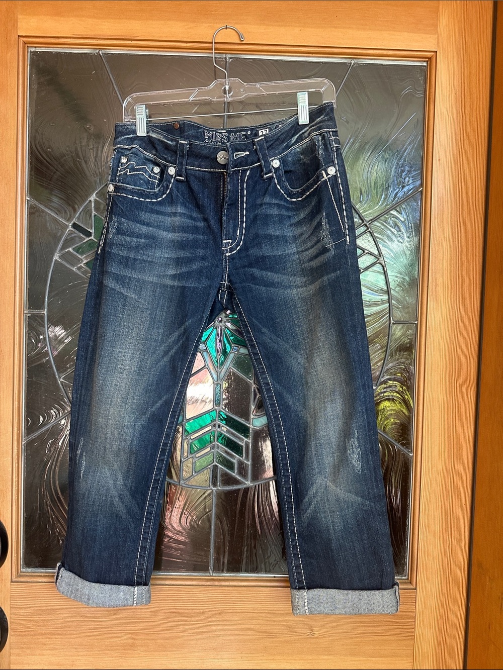 Miss Me Dark Wash Women's Jeans - Casual Mid-Rise Capri